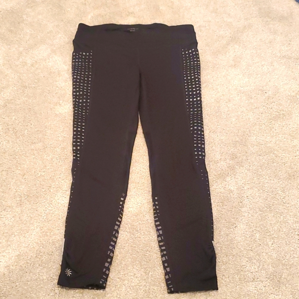 Athleta Reflective Running Tights, Size M, black